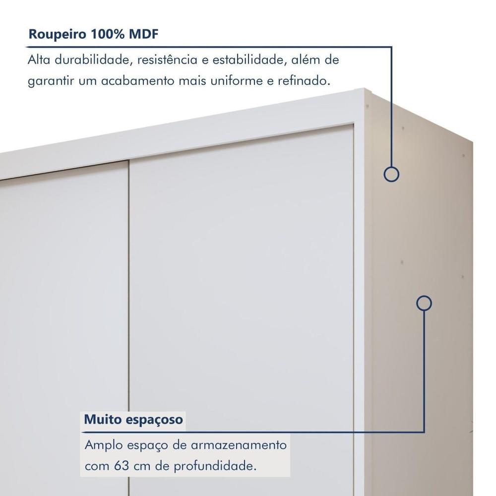 Guarda-roupa 2 Portas 100% Mdf Monte Rei Branco