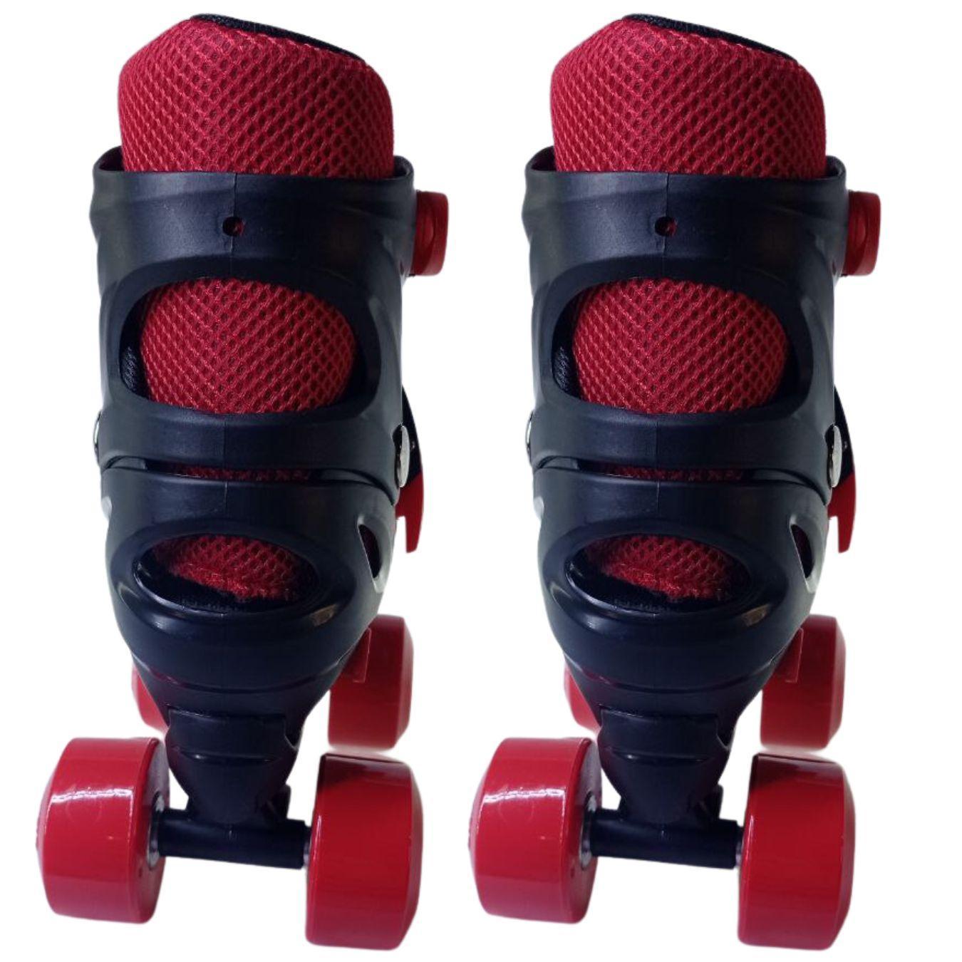 Patins 4 Rodas Vermelho Com Kit De Proteção Elite Tm:28/31