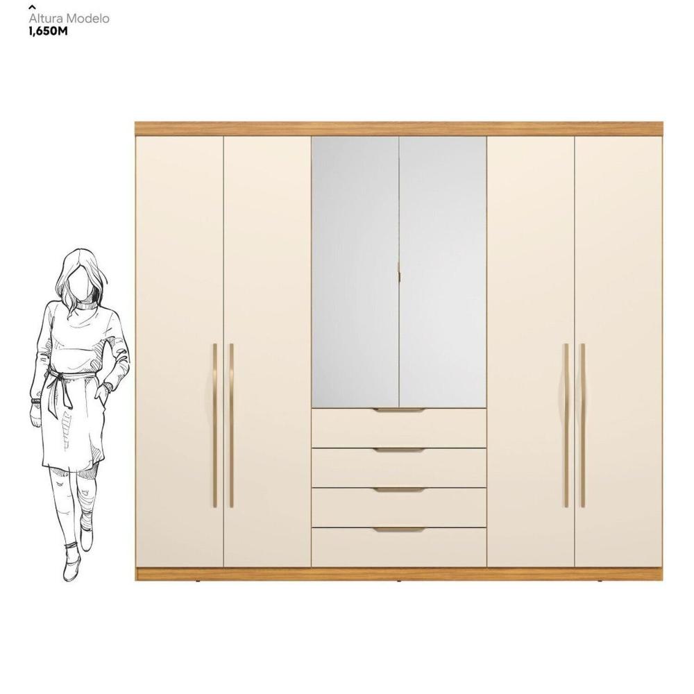 Guarda-roupa Casal 6 Portas Giardino Cinnamon/Off White