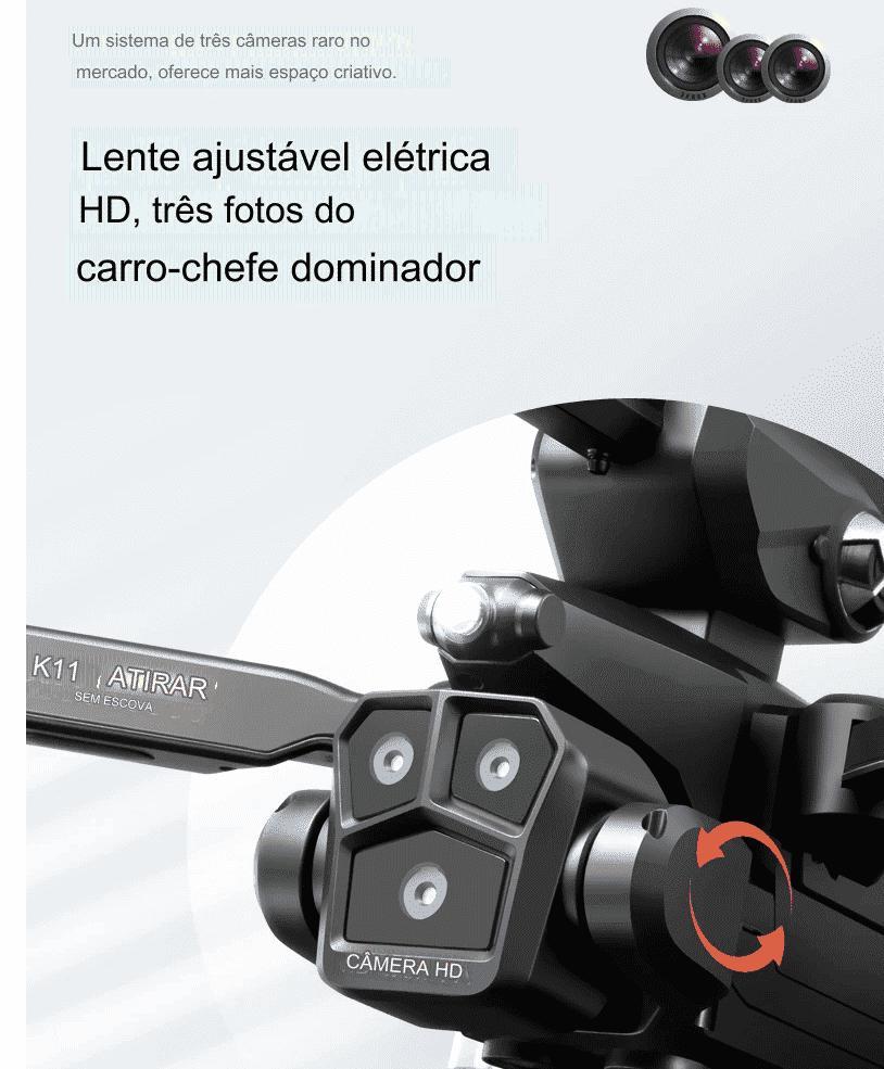 Drone Três Câmeras K11 Max Sem Escova 8K Hd Wifi 5G Arma Gel