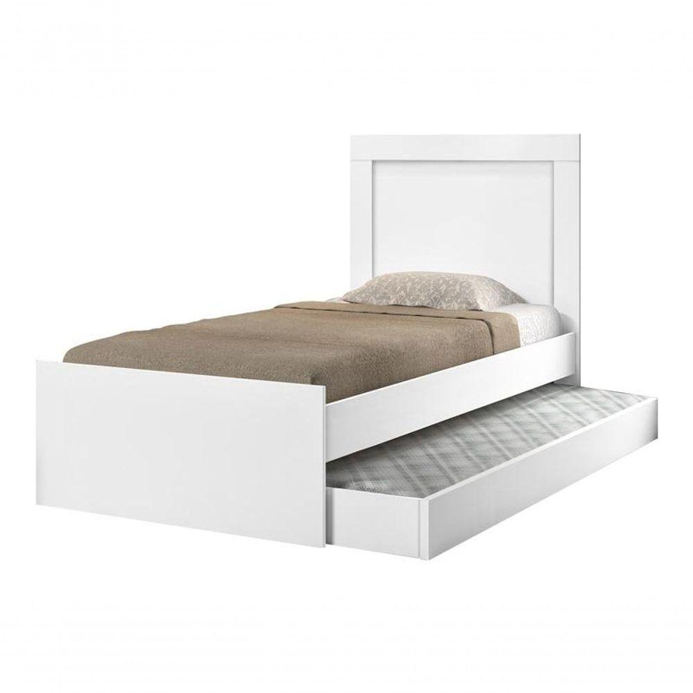 Miniatura Cama Luara Solteiro 0,88cm Com Auxiliar Branca E 2 Colchões