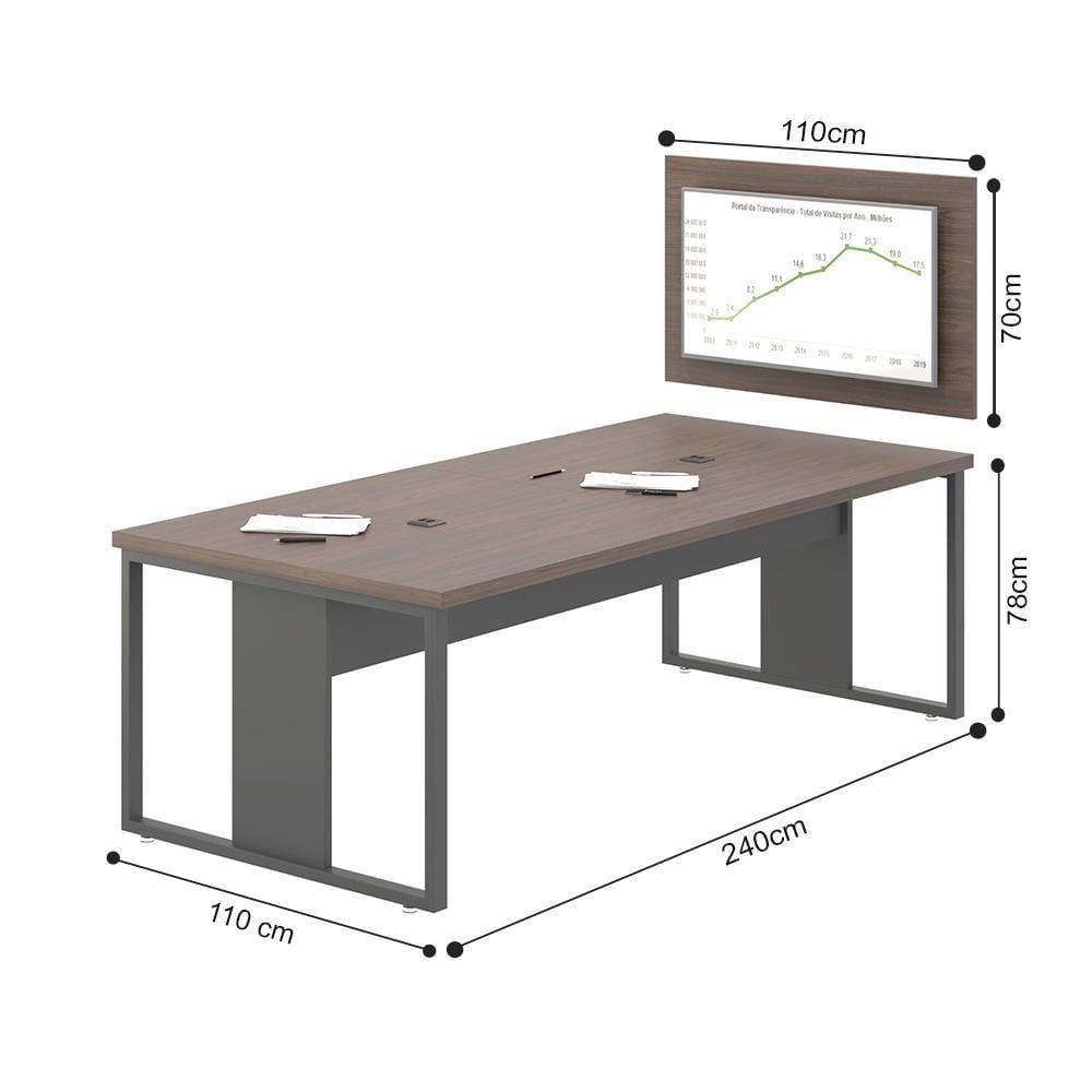 Miniatura Jogo Cadeira E Mesa Com Painel Para Escritório Freijó Preto