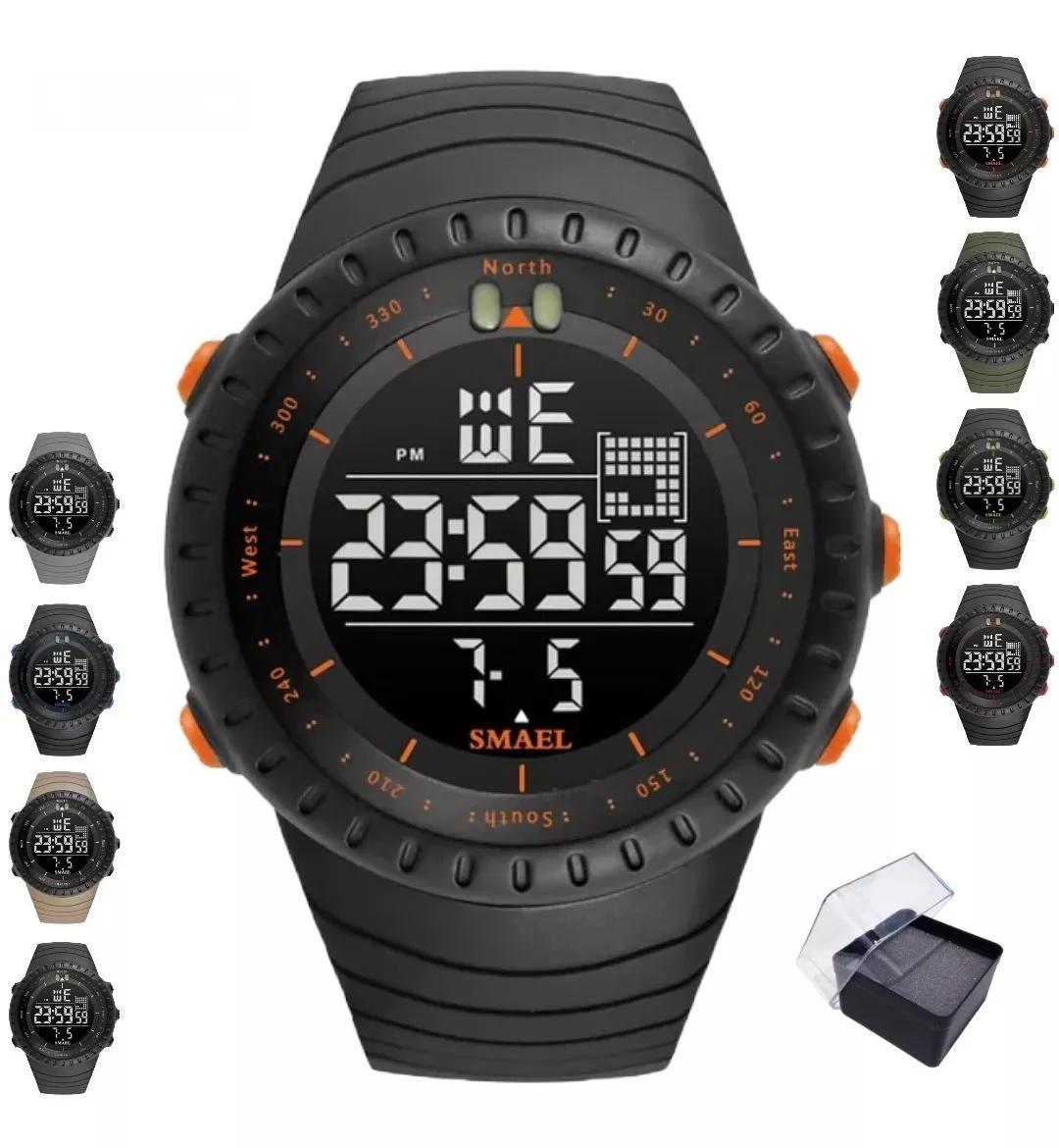 Miniatura Relógio Digital Smael 1237 Preto/Laranja