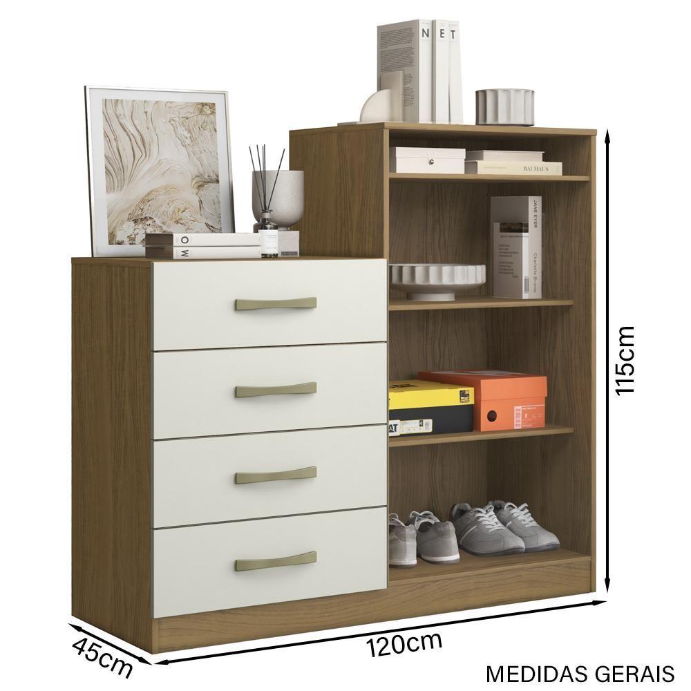 Miniatura Comoda Sapateira 04 Gavetas 02 Portas 2004142 Atacama Off White