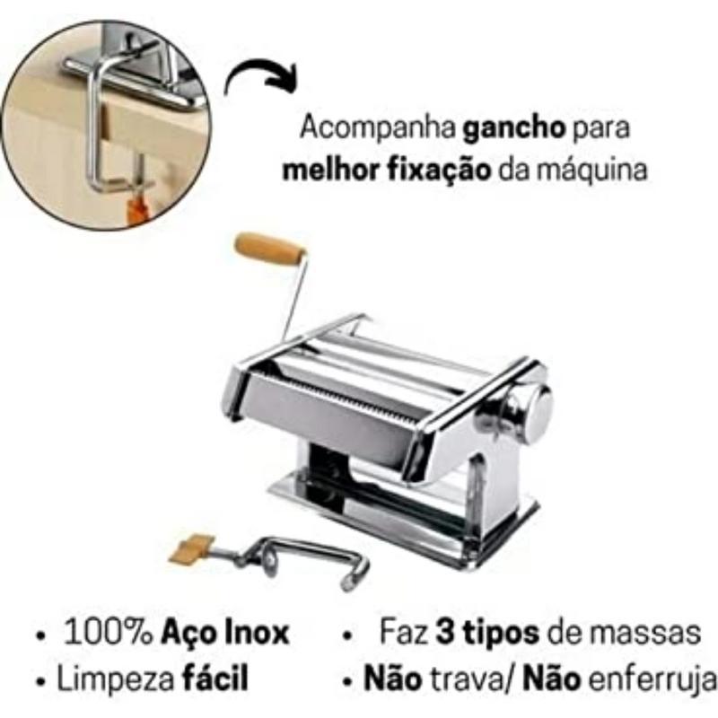 Miniatura Máquina Fazer Macarrão Massas Manual Caseiro Cilindro Abrir