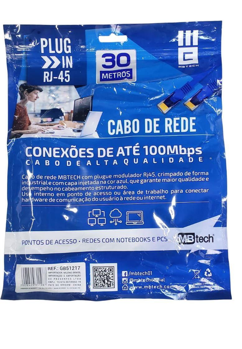 Cabo Rede Ethernet 30 Metros Alta Qualidade Velocidades Até