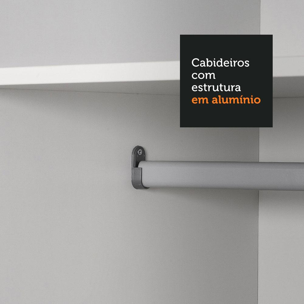 Guarda Roupa Casal 100% MDF Madesa Zurique 3 Portas de Correr com Espelho - Branco Branco