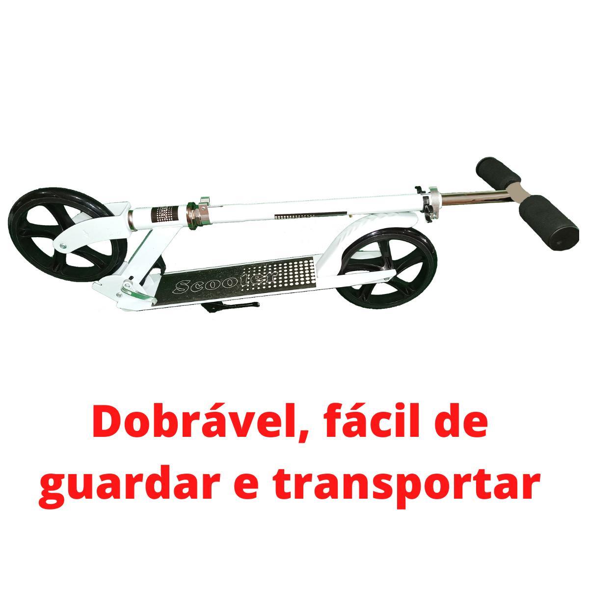 Miniatura Patinete Crianças Jovens E Adultos Ajustável Branco 100Kg