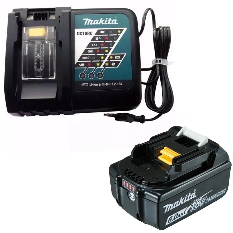 Miniatura Refleto LED Híbrido à Bateria 18V DML805 220V com Bateria 18V 6,0Ah e Carregador Bivolt MAKITA 220V