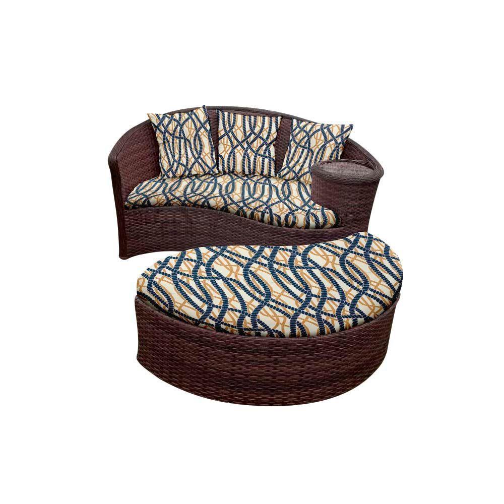Miniatura Chaise Orbit Com Puff Corda Náutica