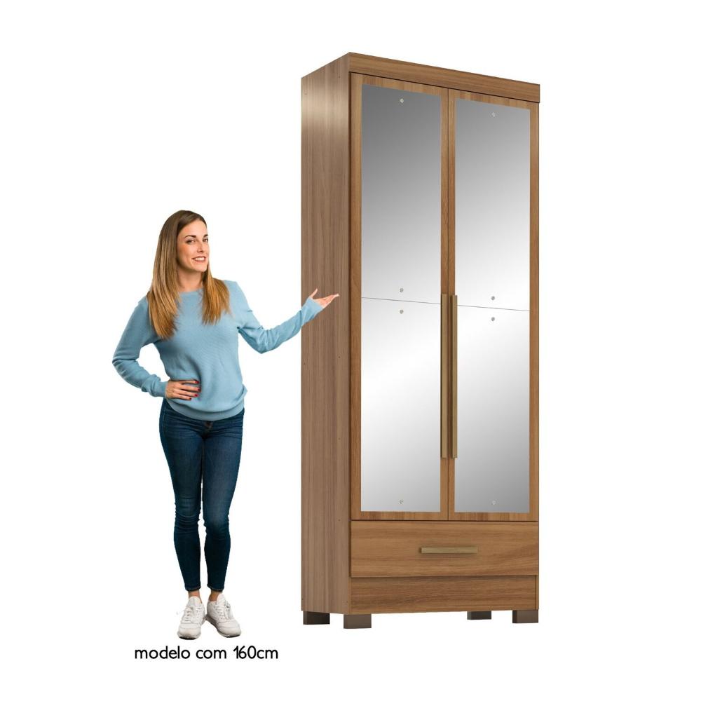 Miniatura Guarda-roupa 2 Portas 1 Gaveta Com Espelhos Smart Plus Espresso Móveis Cinamomo