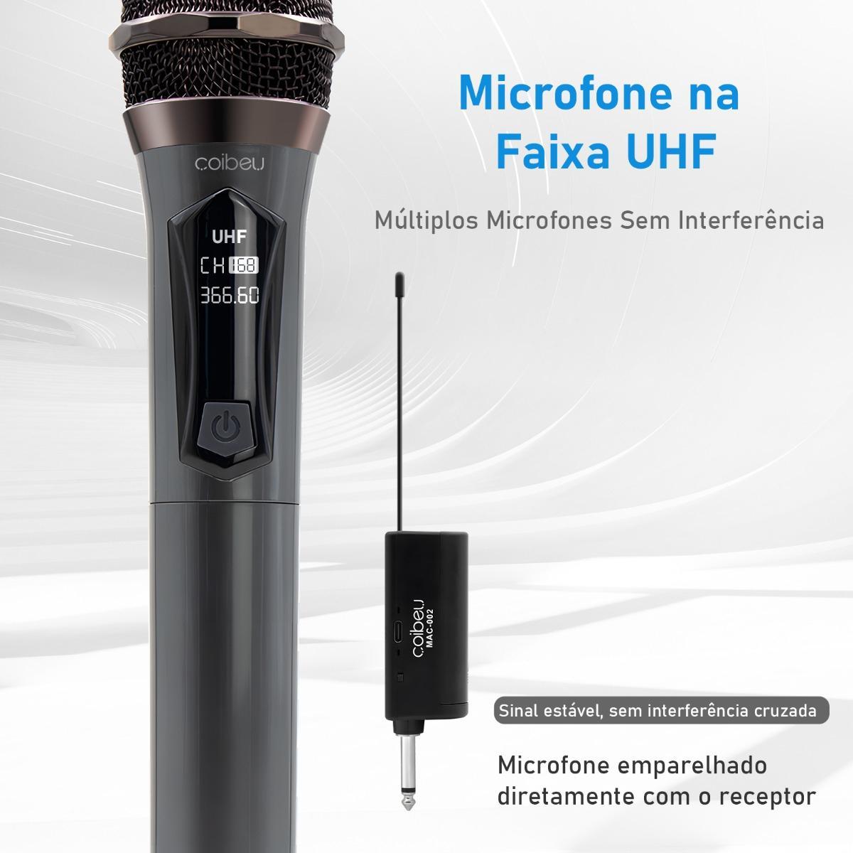 Miniatura Kit 2 Microfone Sem Fio Profissional Uhf Led Com Receptor Ec