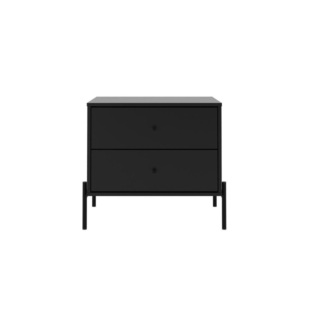 Miniatura Mesa de Cabeceira 2 Gavetas Jasper 64 Cm Preto Fosco
