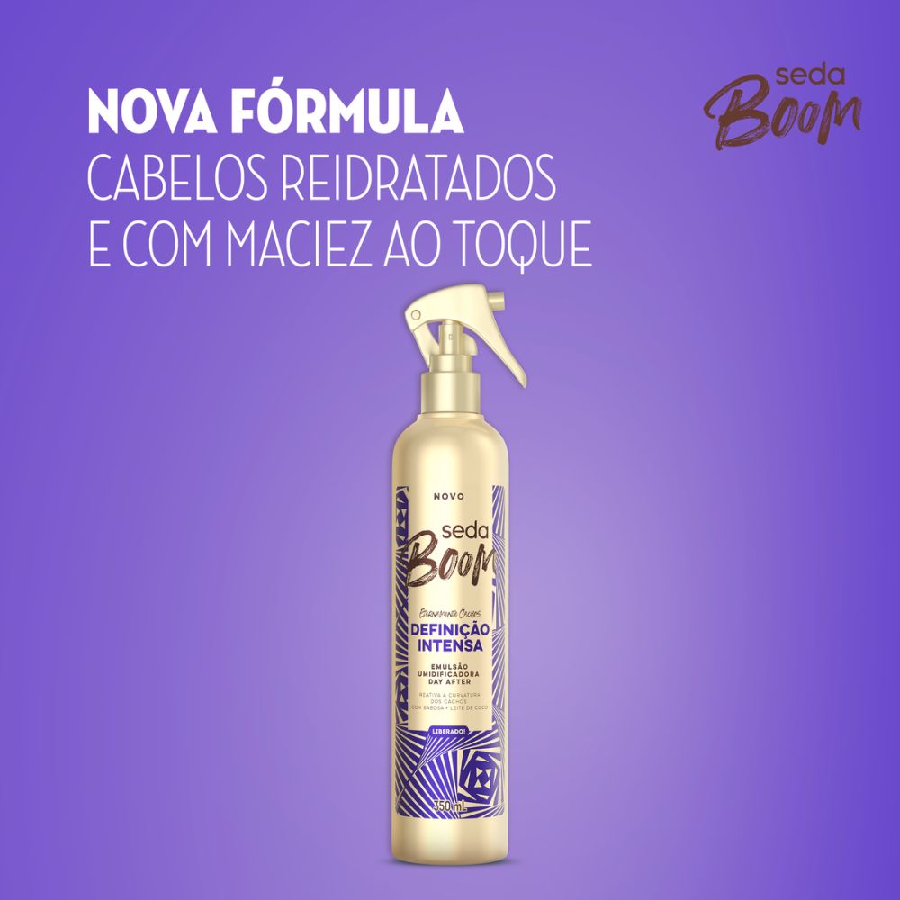 Miniatura Emulsão Umidificadora Day After Seda Boom Definição Intensa Frasco Borrifador 350ml