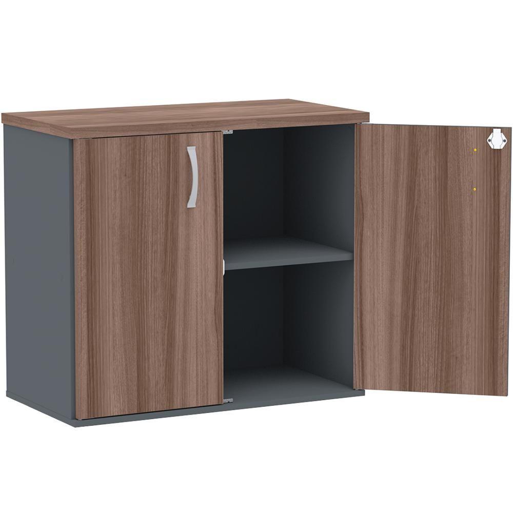 Miniatura Armário Baixo Pe25 Pandin 80 Cm (Largura) Em Mdp Walnut E Grafito Com Duas Portas