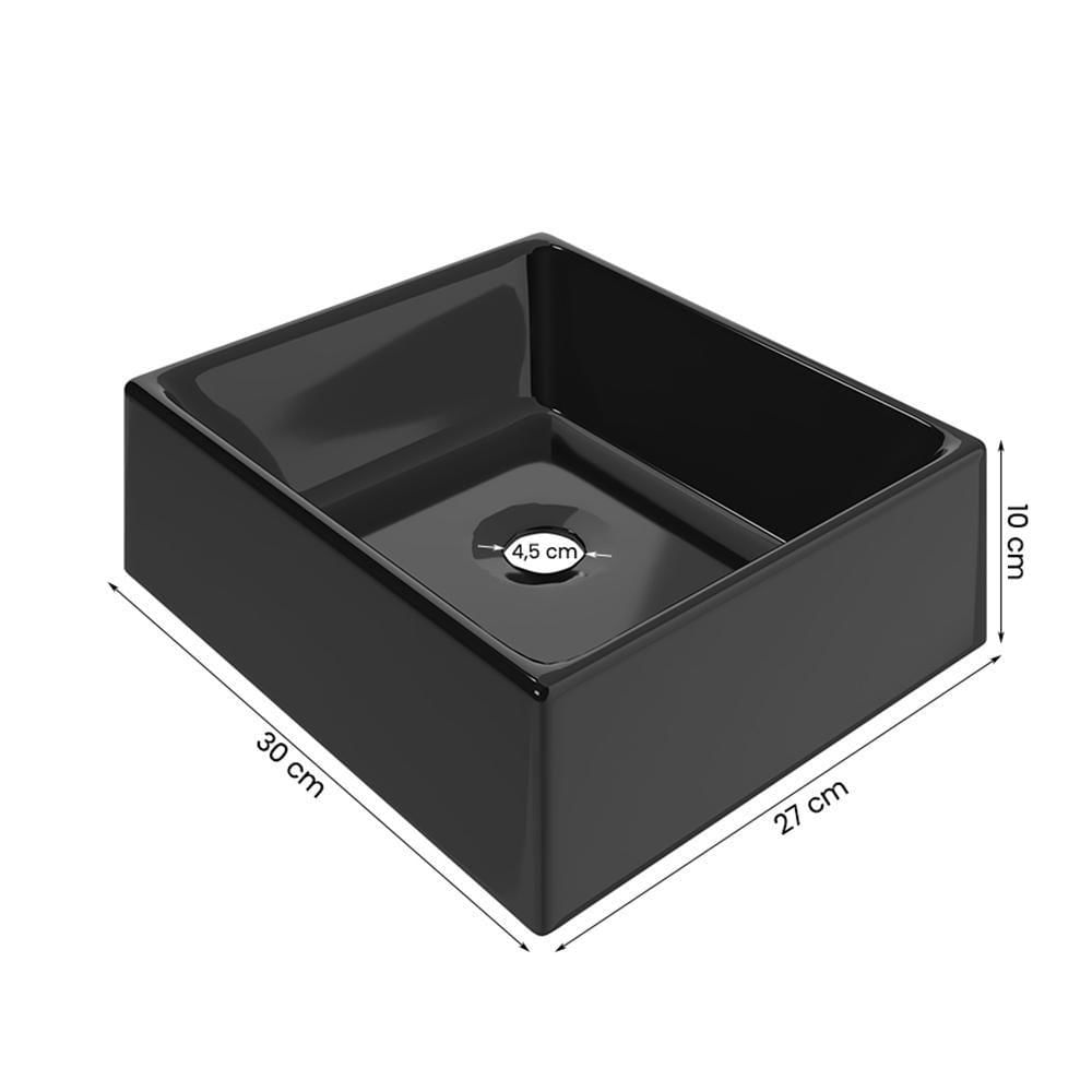 Miniatura Gabinete Arm Banheiro Lima 1 Porta Com Cuba Tulipa Preta Preto Fosco/nature Preto Fosco/nature