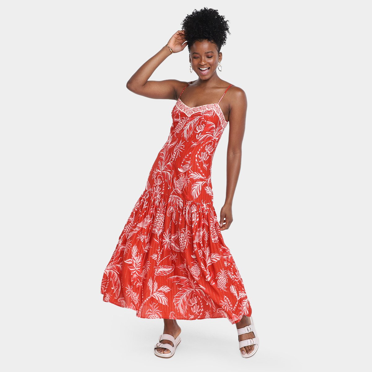 Miniatura Vestido Farm Longo Amalfi Feminino Vermelho - G