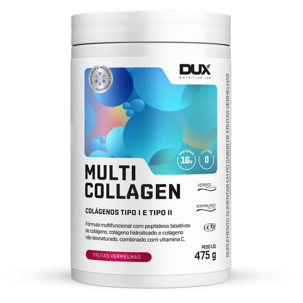Miniatura Multi Collagen Dux Nutrition, Colágeno Tipo I E Il Sabor Frutas Vermelhas 475g