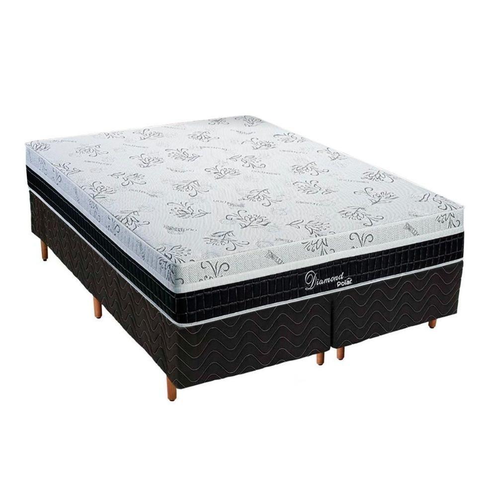 Miniatura Cama Box Queen: Colchão Molas Polar Superlastic Diamond + Base Crc Rústico Black(158X198)