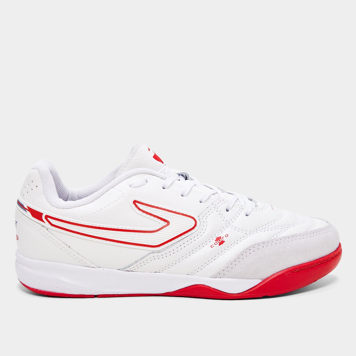 Miniatura Chuteira Futsal Topper Maestro PRO V Unissex Branco+Vermelho - 44
