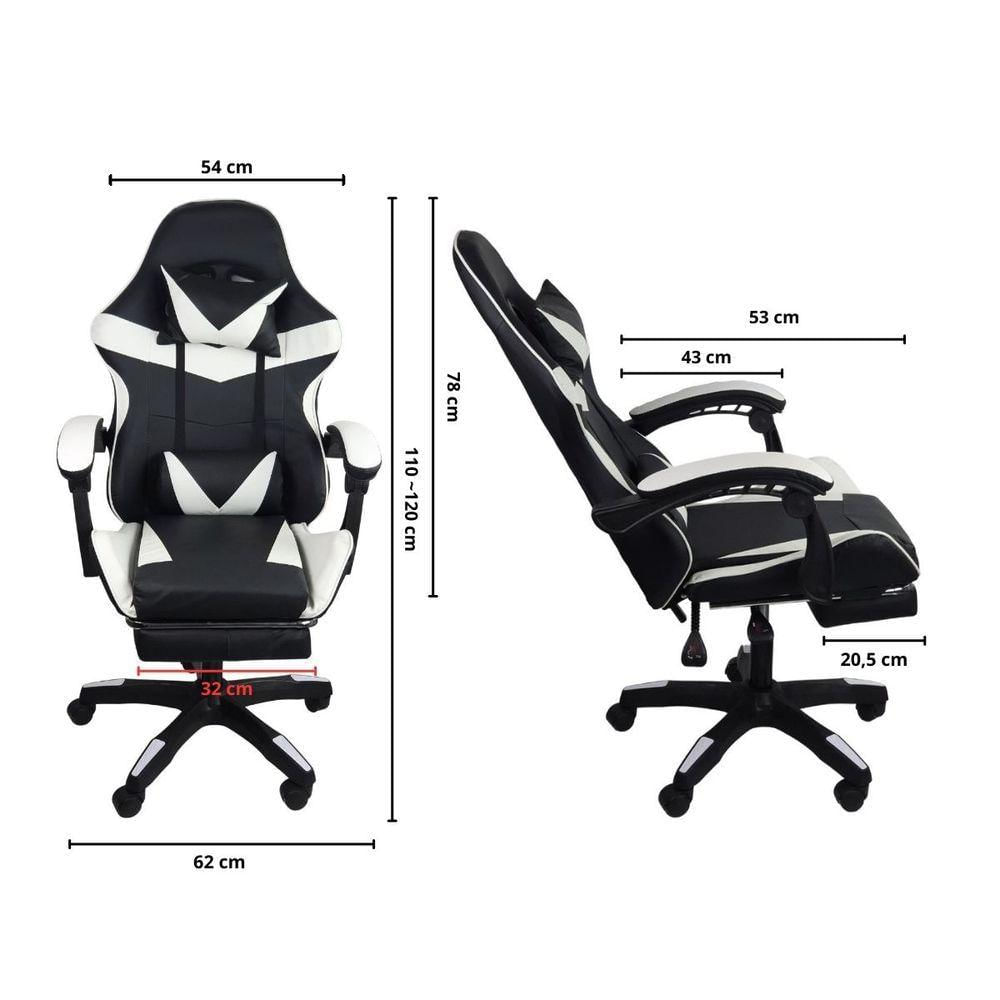 Cadeira Gamer Stillus Ergonômica Com Apoio Para Os Pés Preto E Branco