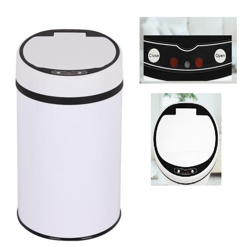 Miniatura Lixeira Automática Branca 12l – Sensor Inteligente, Design Luxo Em Inox Para Cozinha E Banheiro