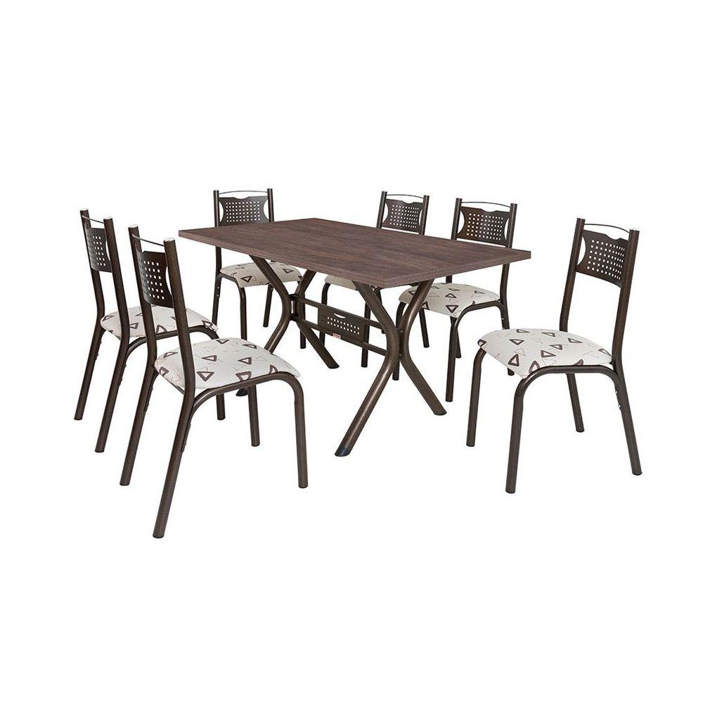 Miniatura Conjunto De Mesa Com 6 Cadeiras Ciplafe Poeme Bronze/Bege