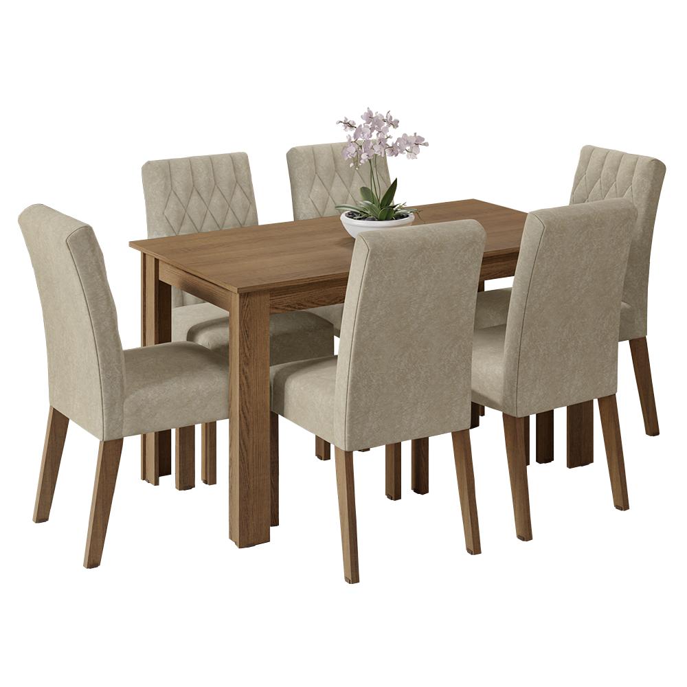 Miniatura Conjunto Sala de Jantar Mesa Tampo de Madeira 6 Cadeiras Allegro Madesa Rustic/Imperial