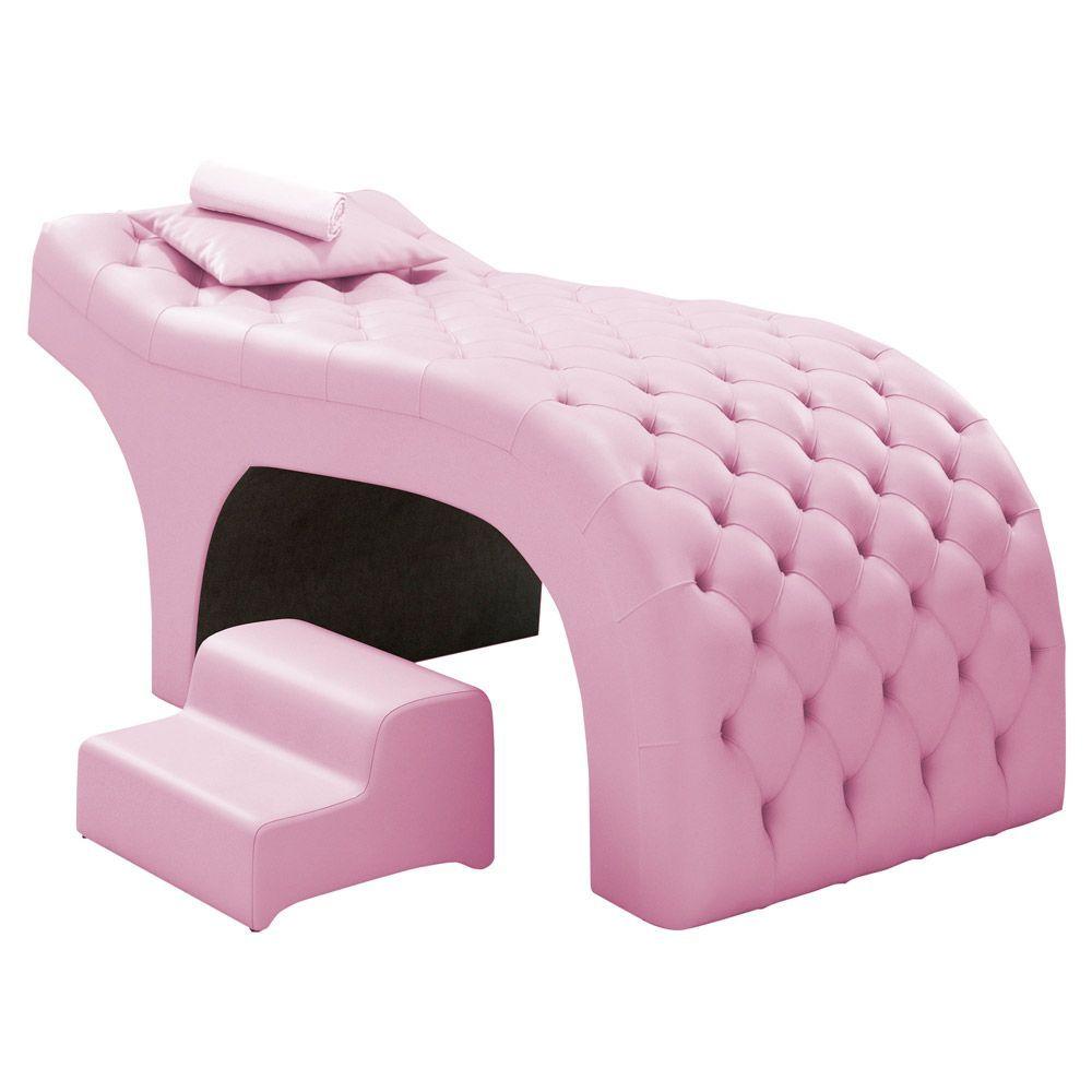 Miniatura Maca Salão De Beleza E Puff 190X70Cm Suede Rosa