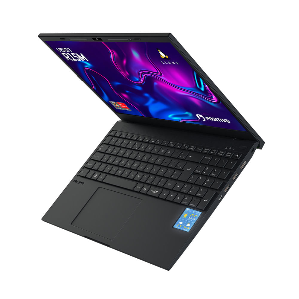 Notebook Positivo Vision R15M AMD® Ryzen 7-5825U Linux 8GB RAM 256GB SSD Wi-Fi 6 15” Full HD IPS - Minitela - Preto