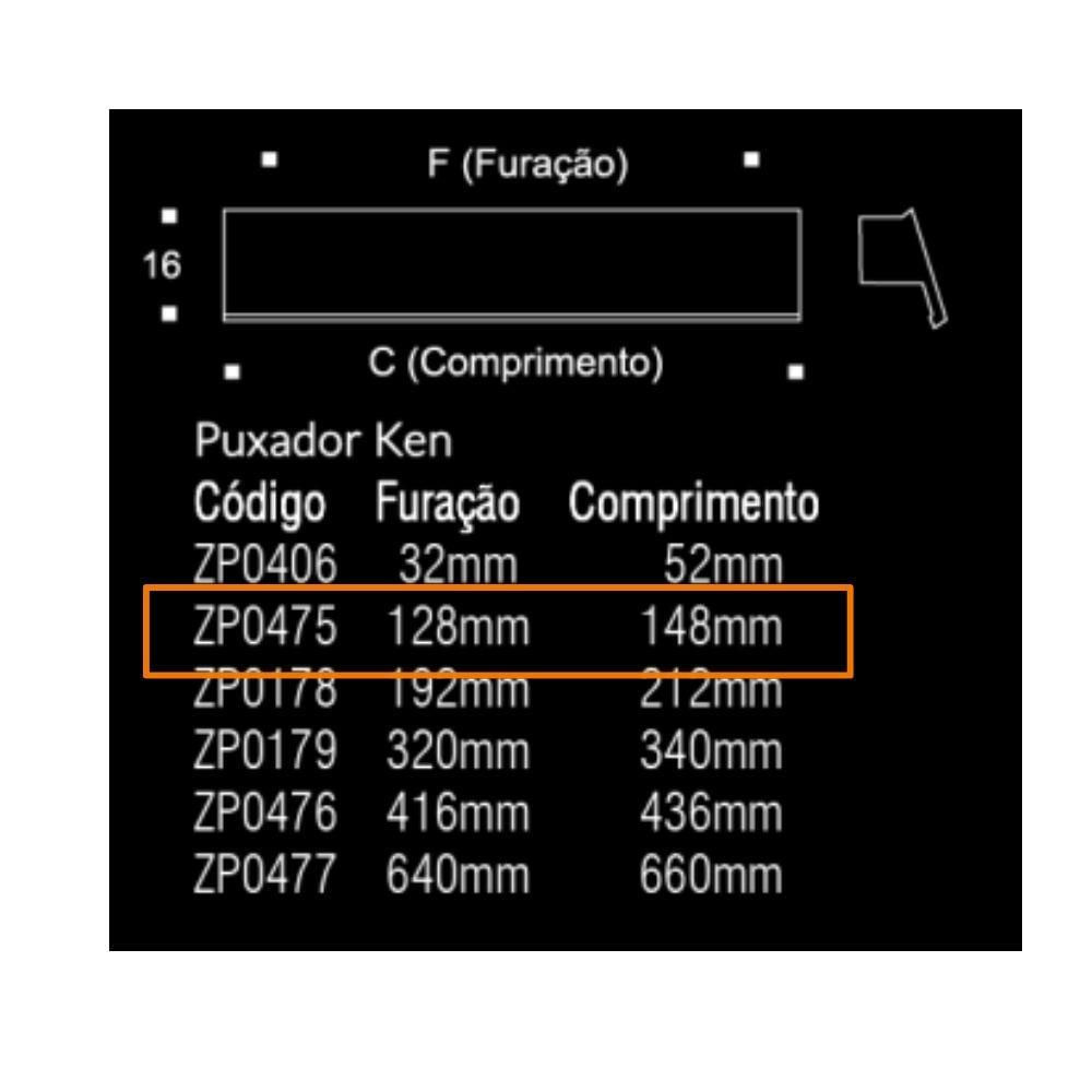 Miniatura Puxador Moveis Ken Dourado Matte Fosco 128Mm Zen Zp0475.955