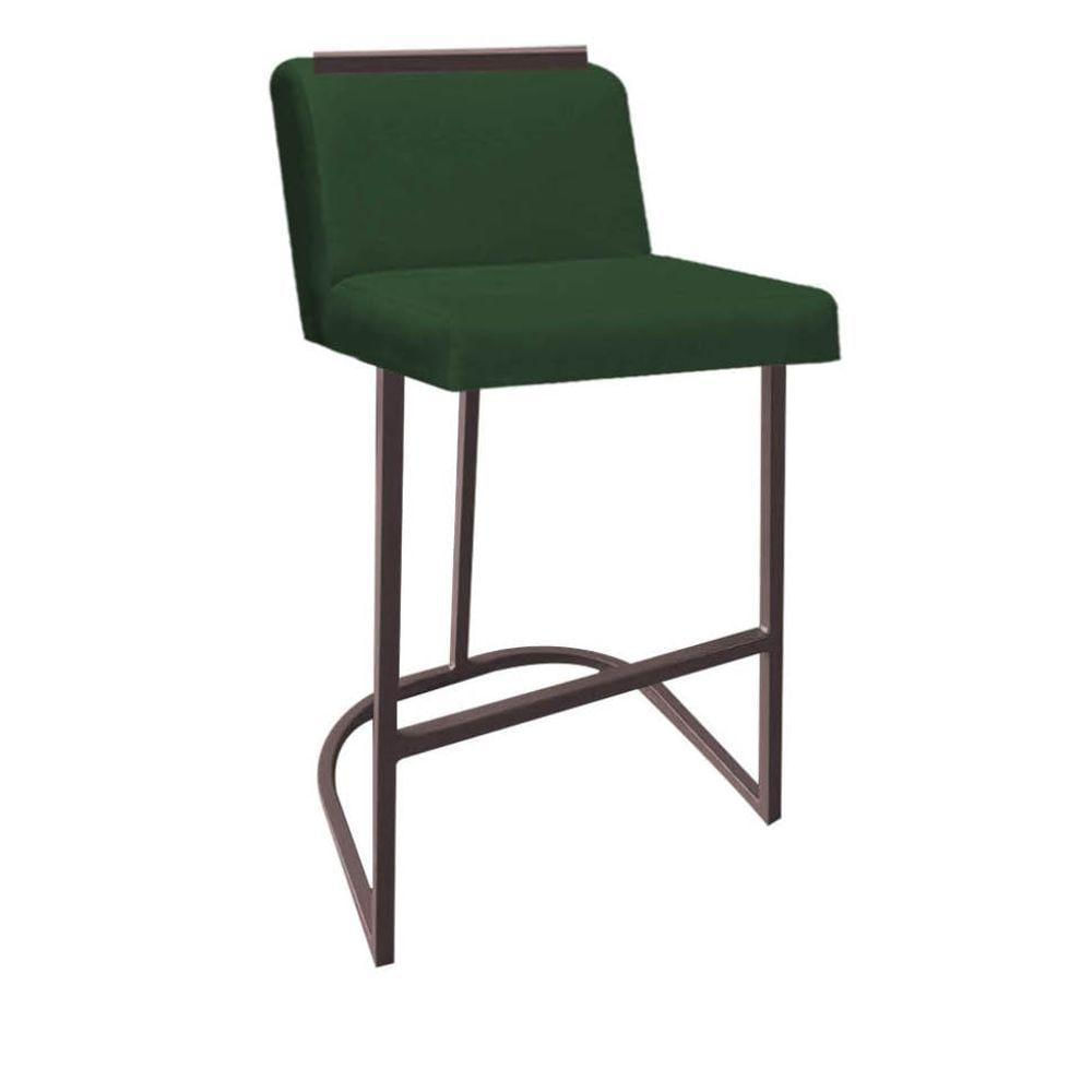 Miniatura Banqueta Com Encosto Nynna Luxo Confort Bistrô Cozinha Ferro Marrom Suede Verde - Amey Decor