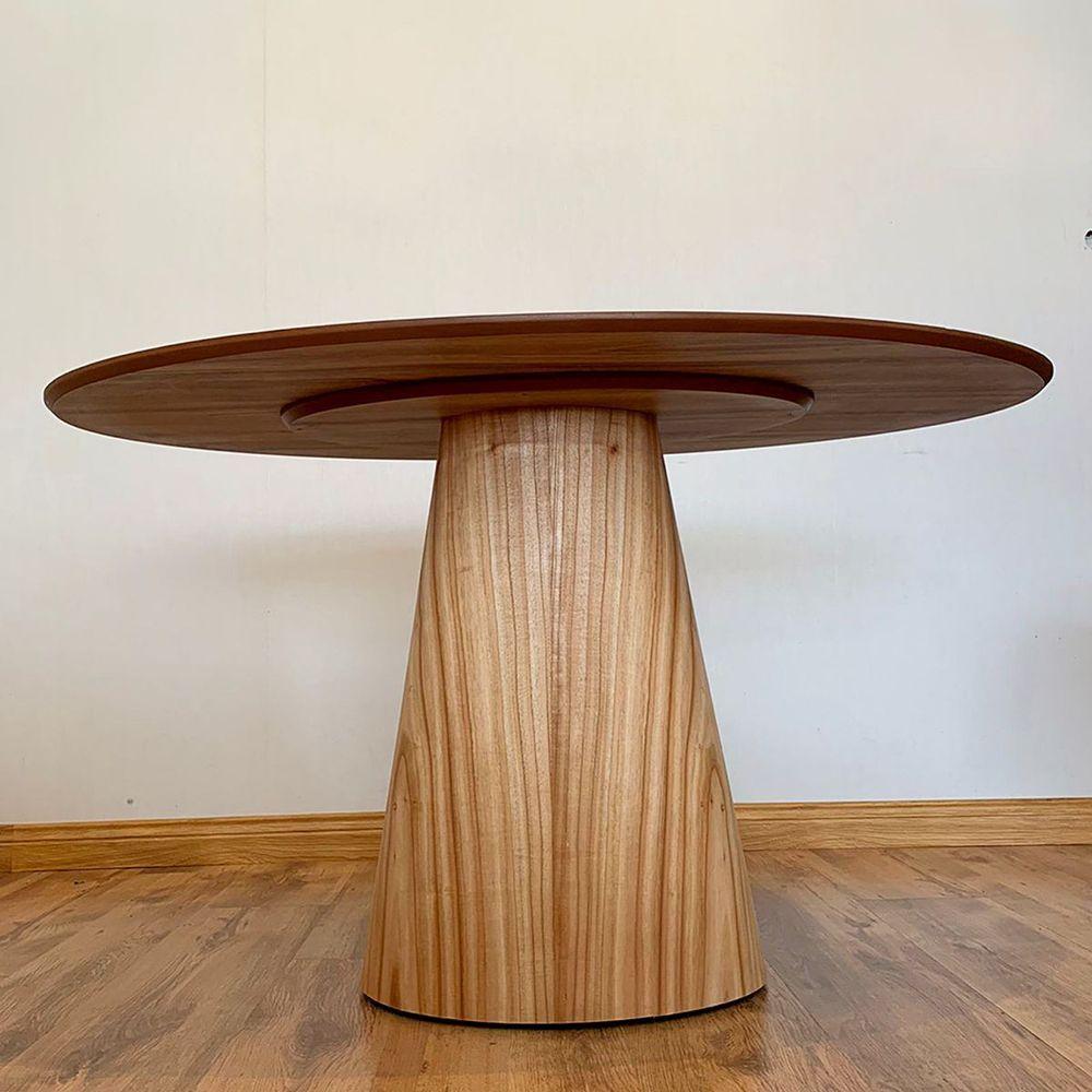 Miniatura Mesa De Jantar Cone Oval 140X90 Tampo Cinamomo Base Marrom