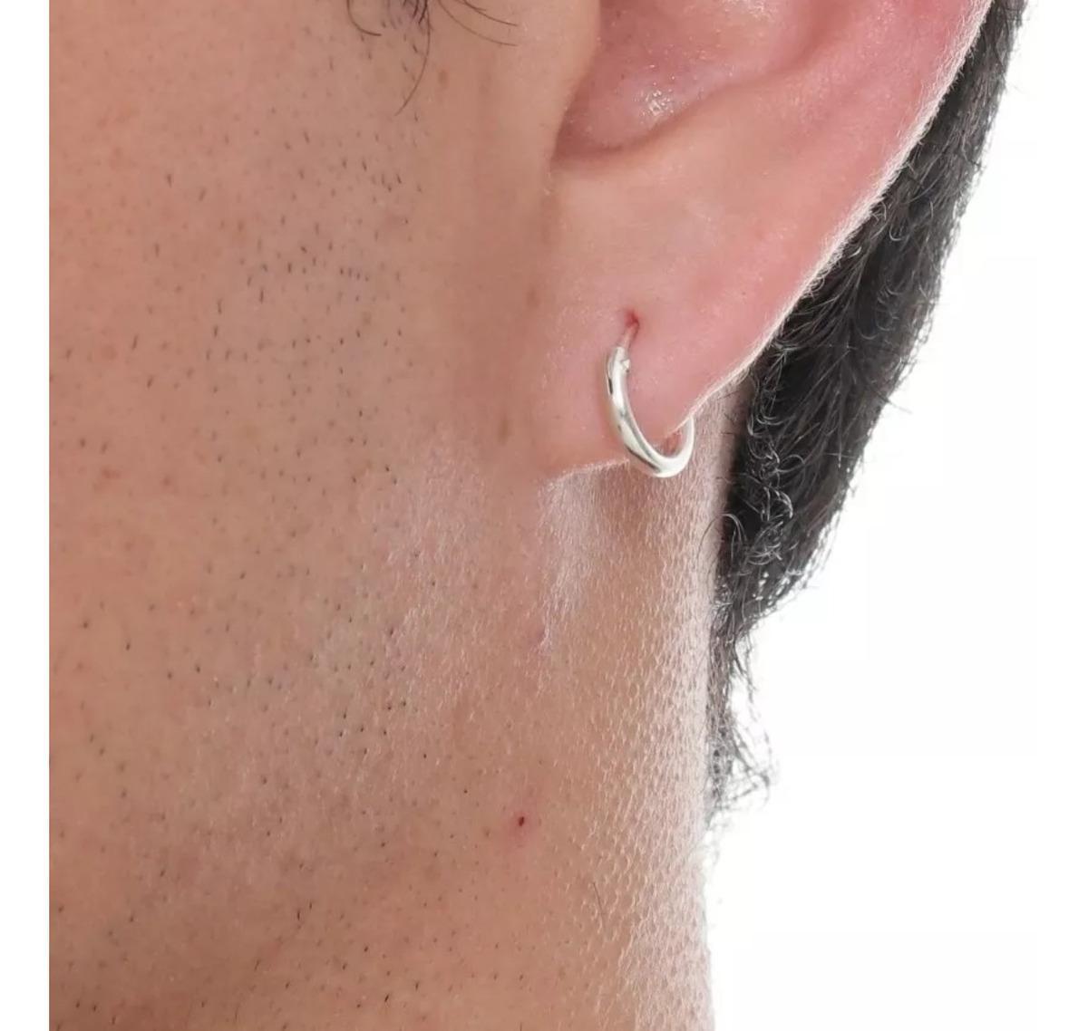 Miniatura Brinco Masculino Feminino Argola Prata 925 Grande Moda 13Mm