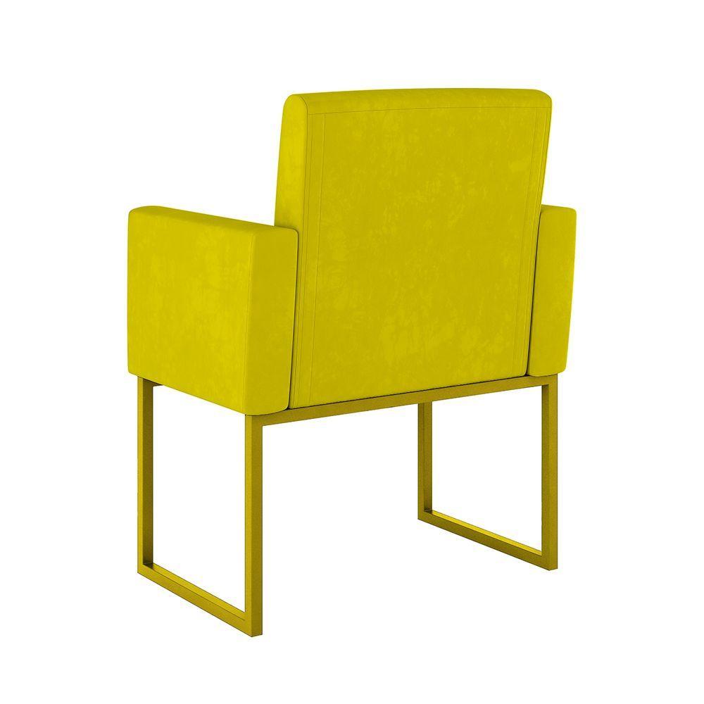 Miniatura Kit 02 Cadeiras Poltronas Sala Quarto Base De Ferro Dourada Amarelo
