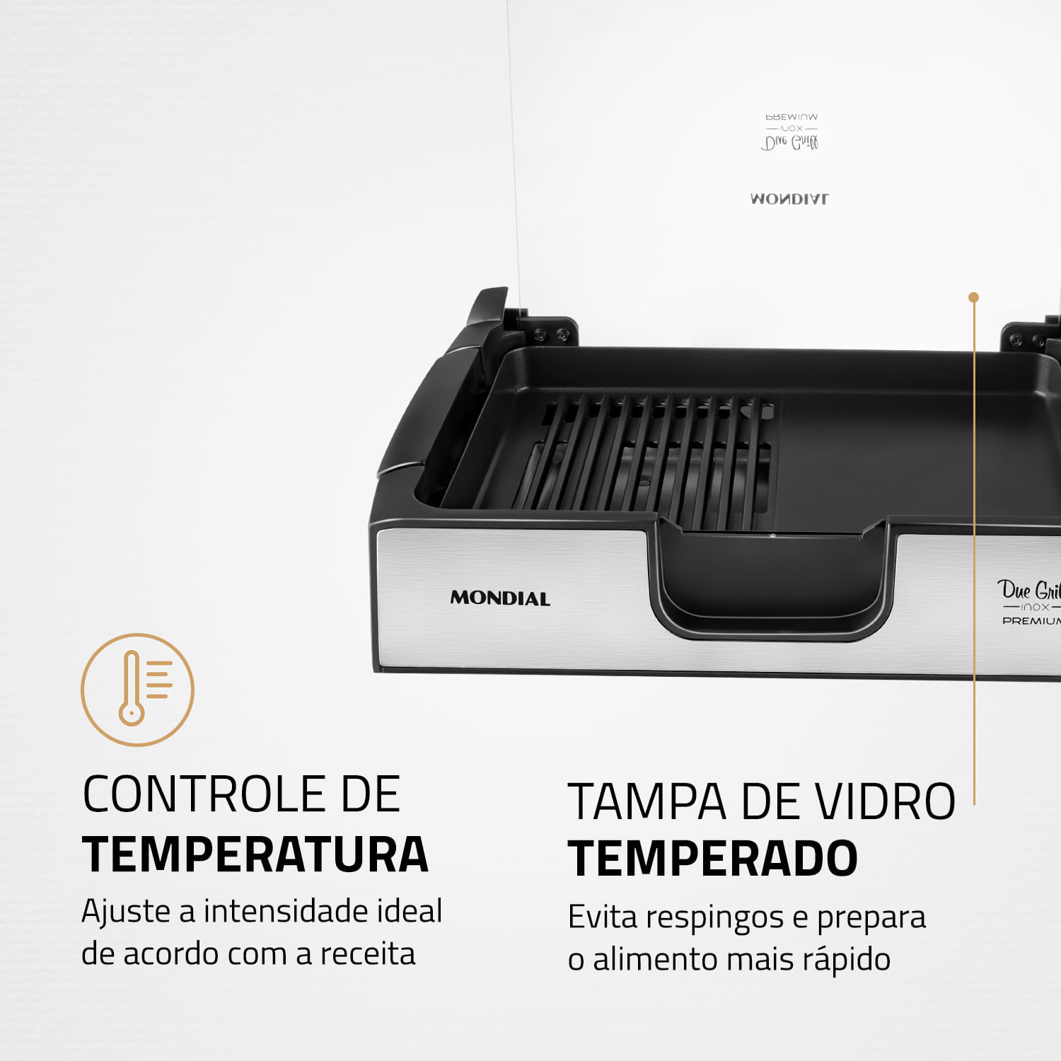 Chapa Mondial Due Grill Premium G-10 GRILL-220V-PRETO/INOX