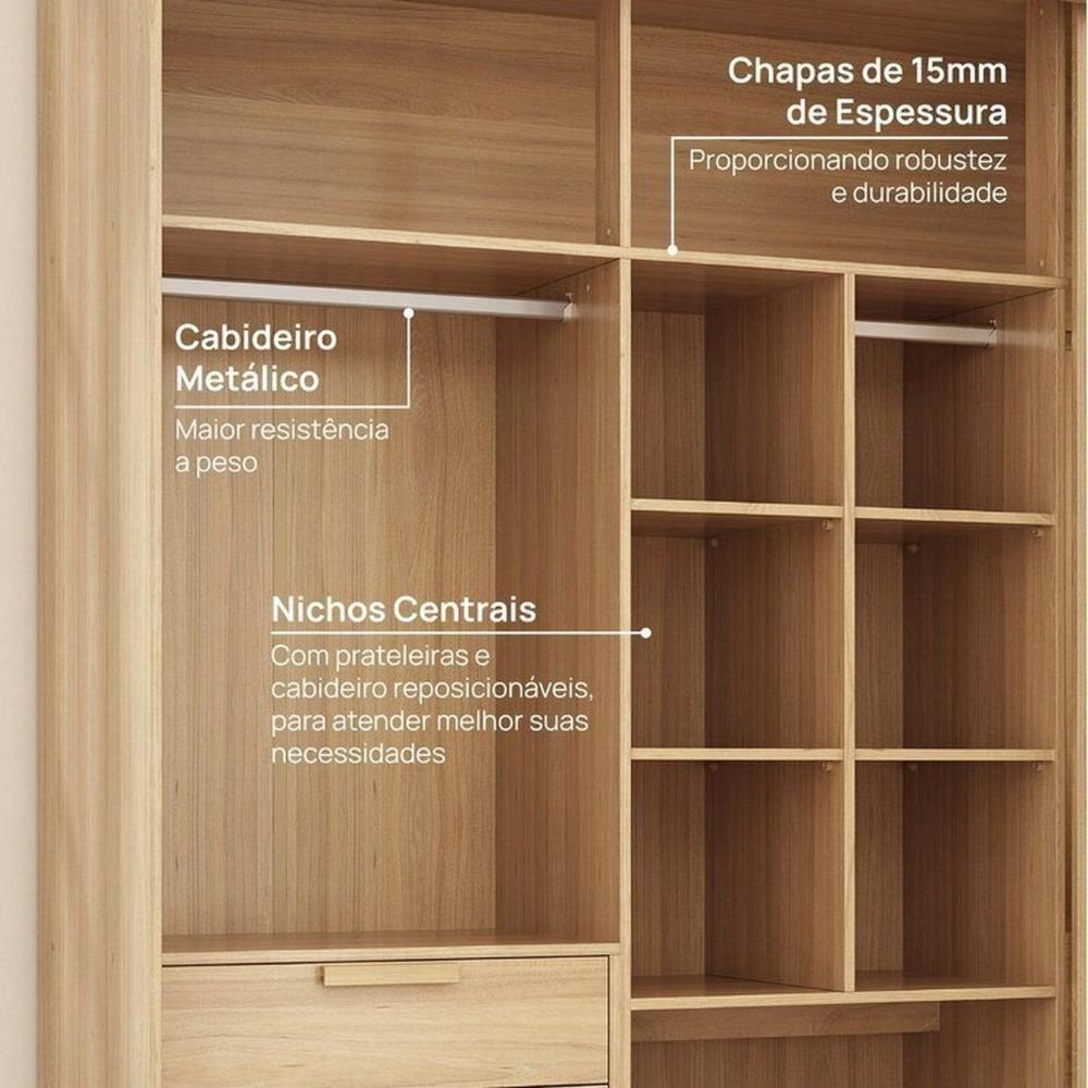 Guarda-roupa Modular 2 Peças 6 Portas de Correr Jade Cabecasa Madeiramadeira Avelã