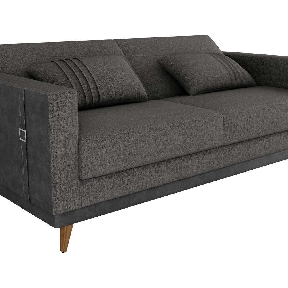Sofá Cama 3 Lugares Esther 203cm X 95cm X 90cm Chumbo/Montana Preto