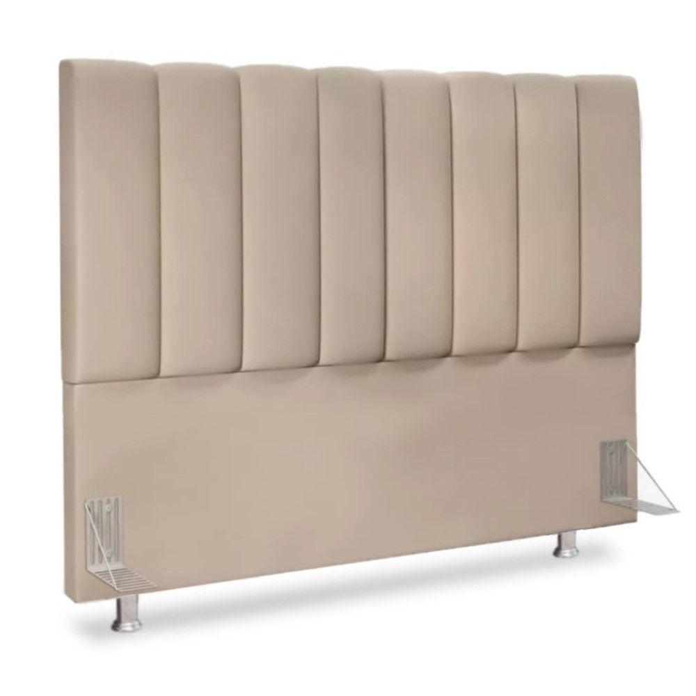 Miniatura Cabeceira Estofada Cama Box Queen Carla 160cm Veludo C Frame Cor:bege