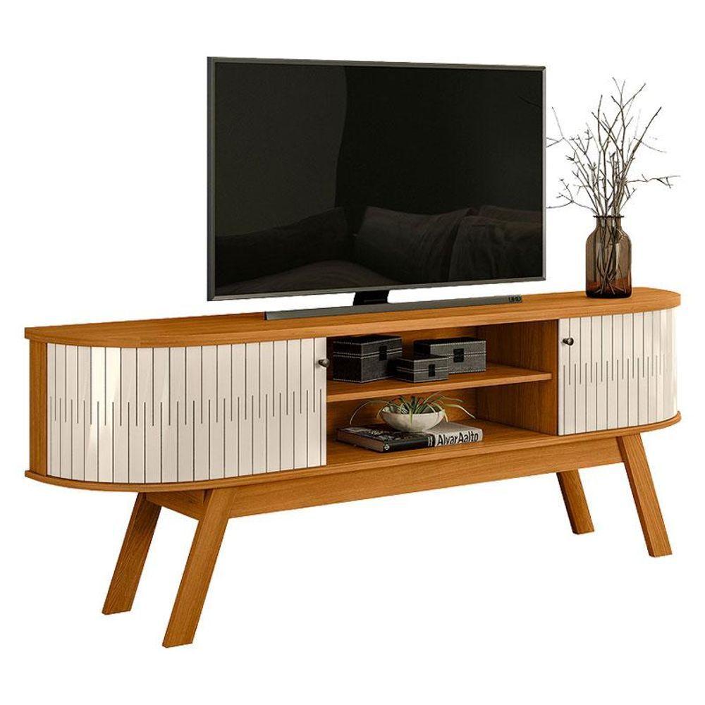 Miniatura Rack Bancada Valência Com Mesa De Centro Indianápolis Cinamomo Off White - Madetec