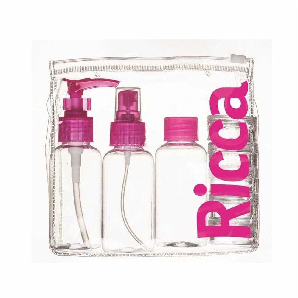 Miniatura Kit Para Viagem Ricca Com 3 Frascos De 80ml E 5 Potes