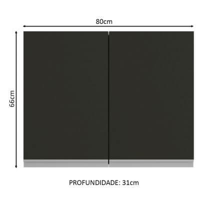Miniatura Armário Aéreo Madesa Glamy 80 cm 2 Portas - Rustic/Preto Cor:Rustic/Preto