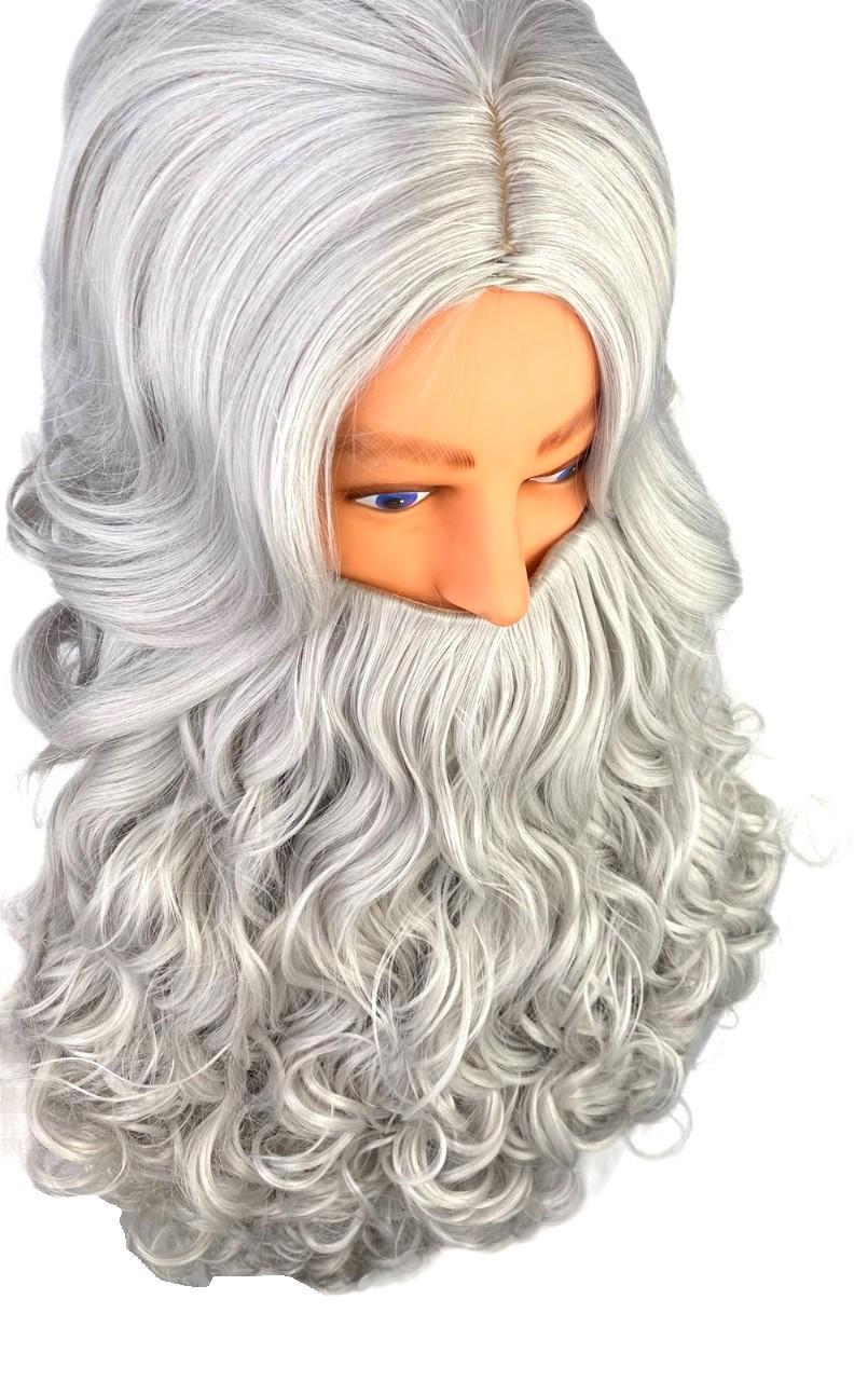Miniatura Peruca e Barba Grisalha Moises Noé Isac + | 35cm 75cm Cinza