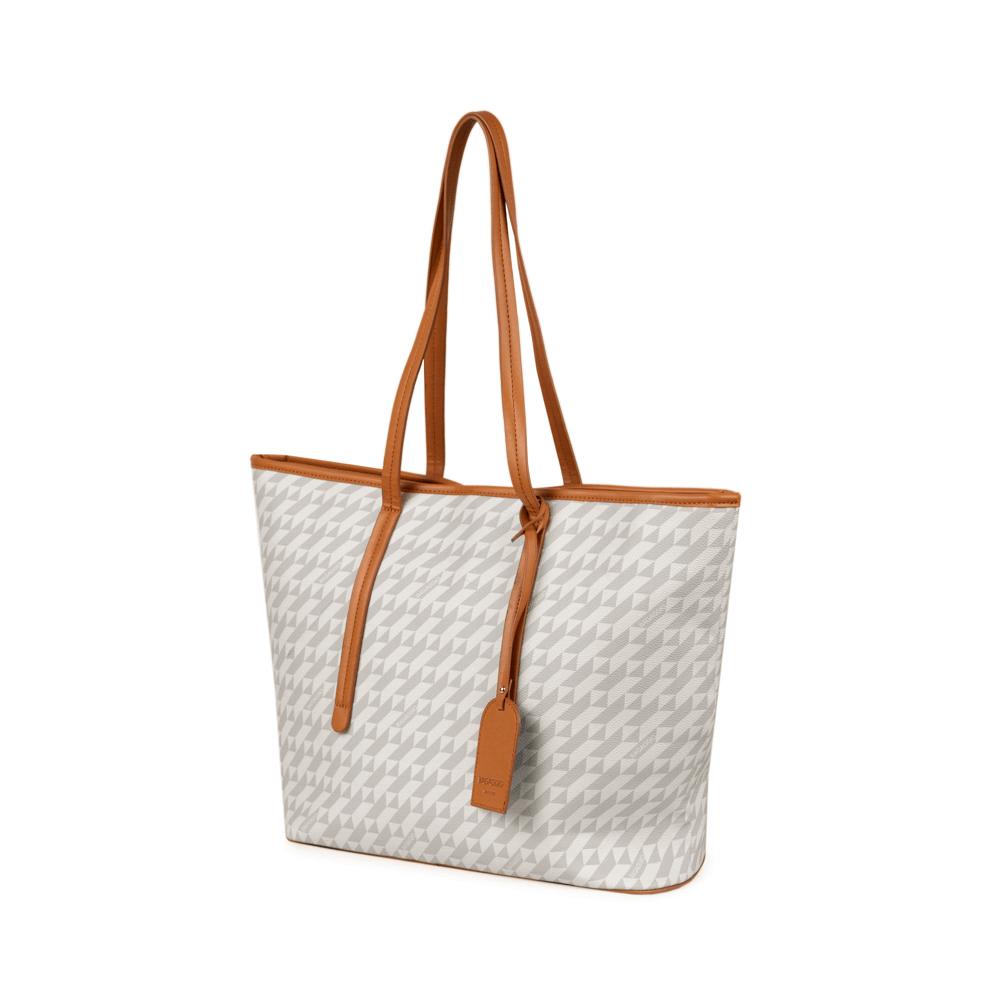 Miniatura Bolsa de Ombro Feminina Tote Monograma BG Bege Bege - G