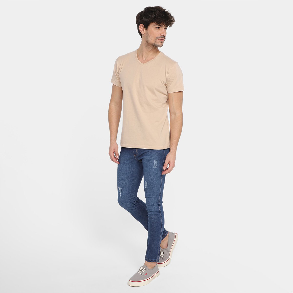 Miniatura Calça Jeans Skinny Black River Puídos Masculina Azul - 38