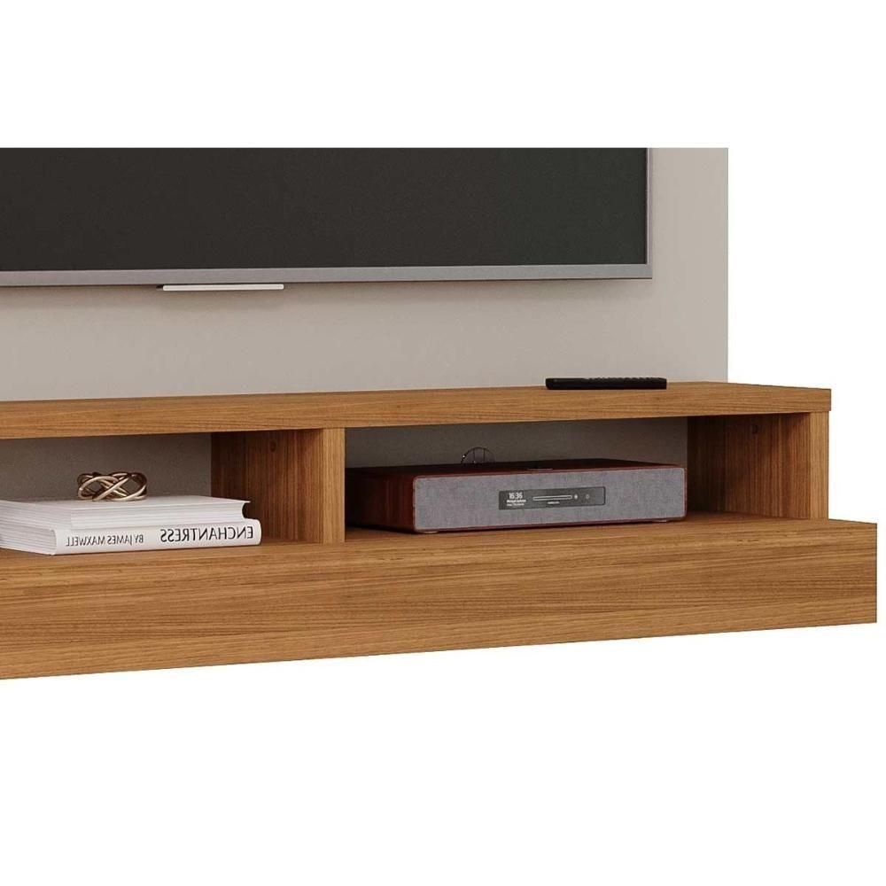 Painel Quarto P/ Tv Até 50 Polegadas Valência Plus C/ Prateleira E Nichos 160x135cm Cinamomo/off White - Permóbili
