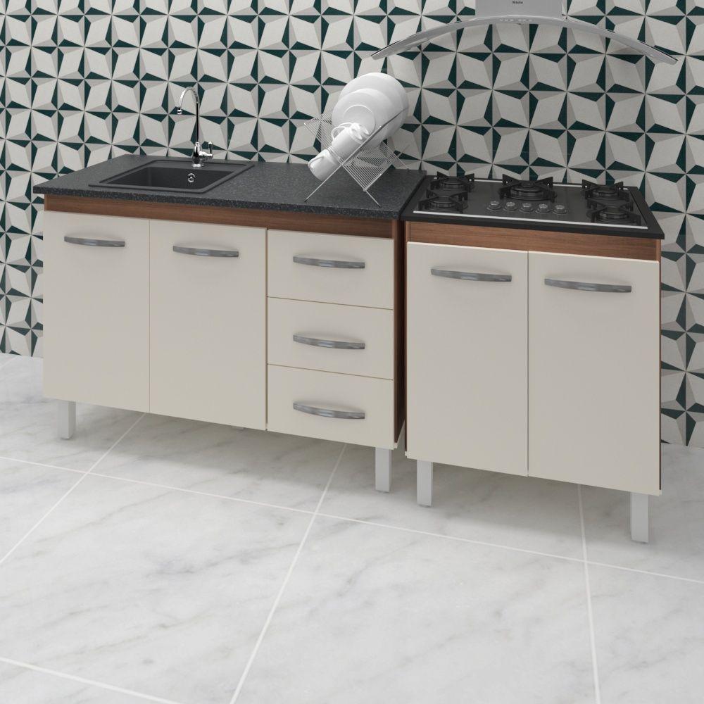 Miniatura Armário Cozinha Gabinete Pia De 120 Cm Bianca Com Balcão Cooktop 5 Bocas Savana Frente Off-white Jade