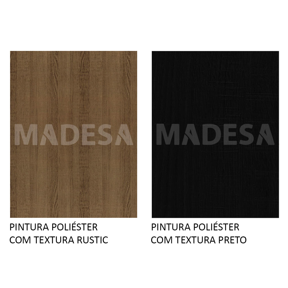 Miniatura Guarda Roupa Casal Madesa Lyon Plus 3 Portas de Correr 4 Gavetas Rustic/Preto Cor:Rustic/Preto
