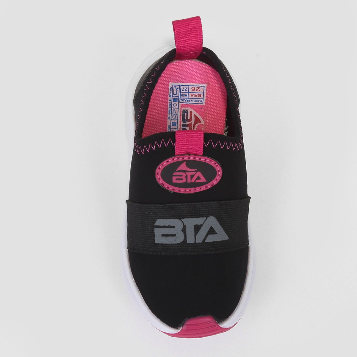 Miniatura Tênis Infantil Batatinha Calce Fácil Menina Preto+Pink - 20