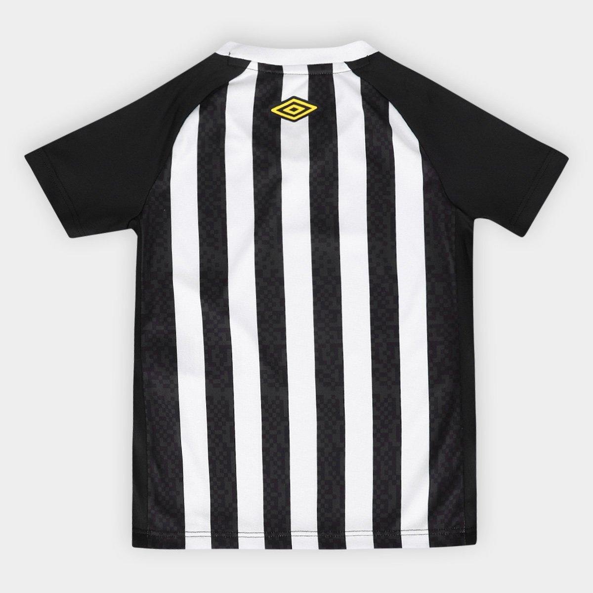 Miniatura Kit Camisa Infantil Santos II 25/26 S/N Torcedor Umbro Masculina Preto+Branco - 2A